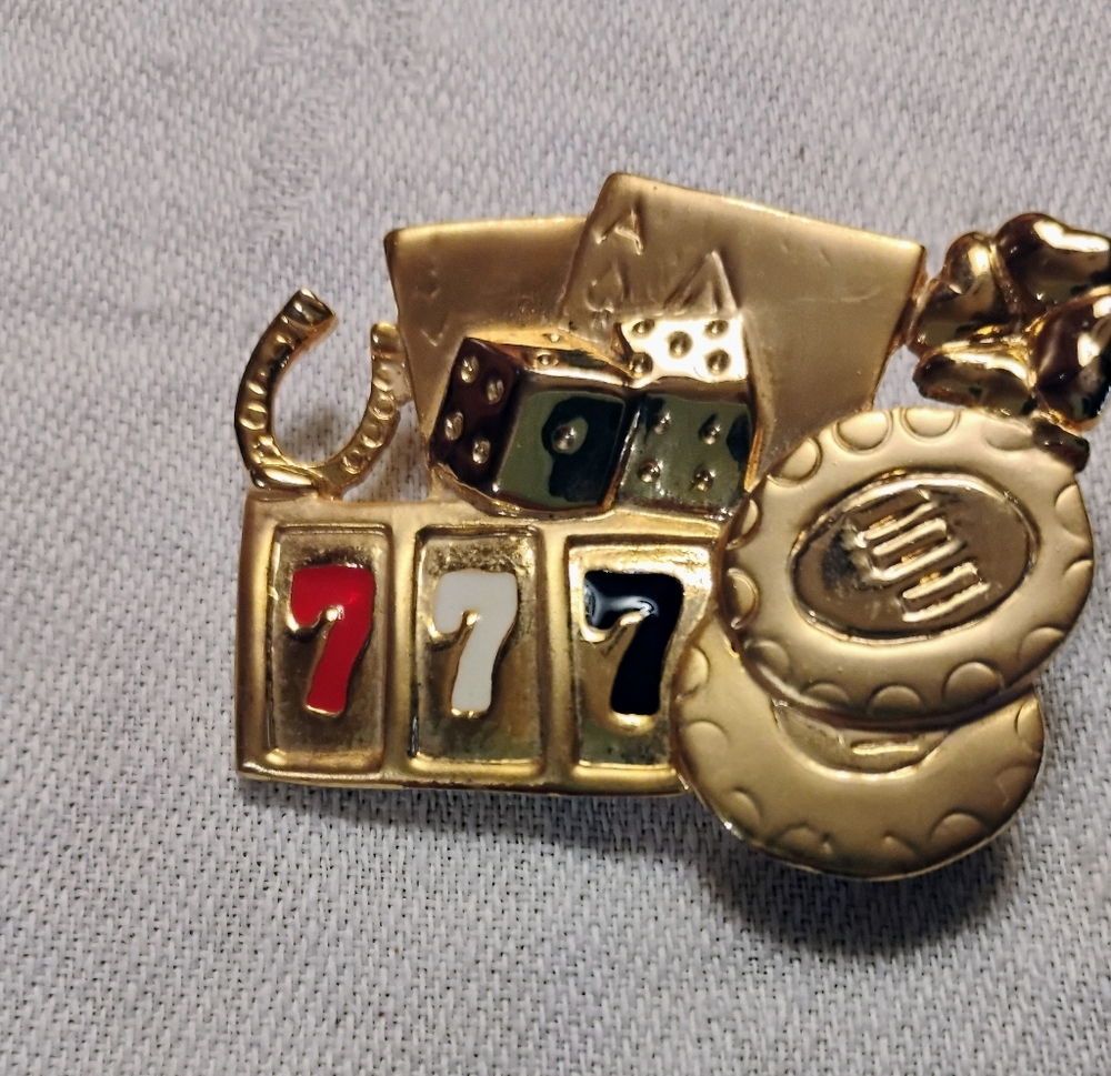 DANECRAFT Vintage Gambling Lucky Slots Vintage Brooch